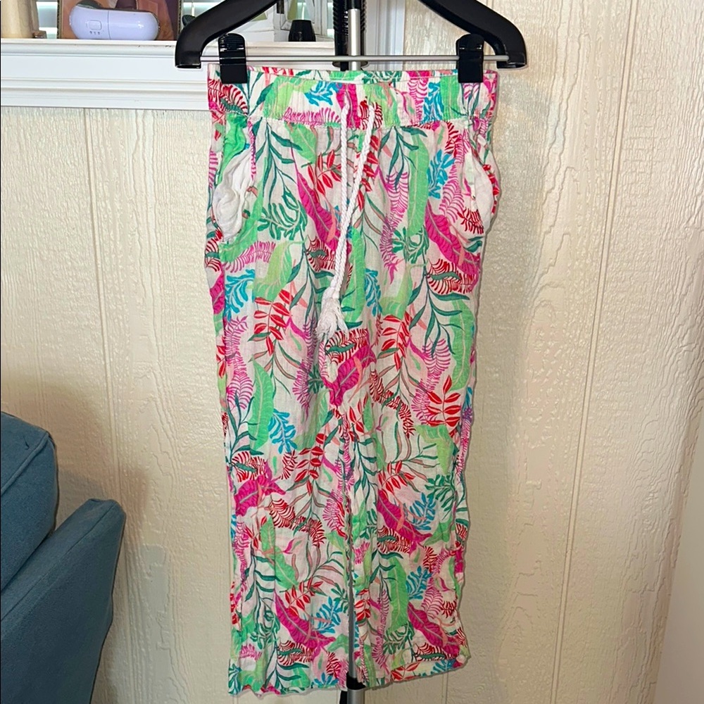Tropical Print Drawstring Pants